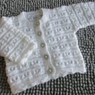 16" Round Neck White Lace  Baby  Cardigan