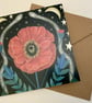 Snakes and Poppies,  Blank Greetings Card
