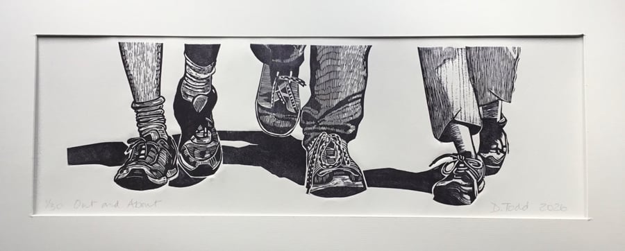 'Out and About' Linocut Print