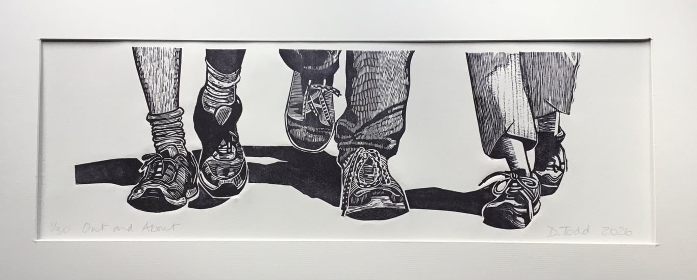 'Out and About' Linocut Print