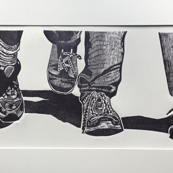 'Out and About' Linocut Print