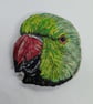 Hand Embroidered Parakeet Brooch - Image 2