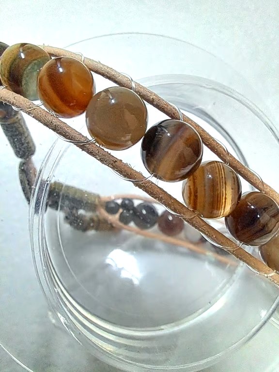 Leather Beaded Wrap bracelet 
