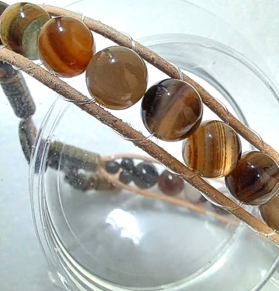 Leather Beaded Wrap bracelet 