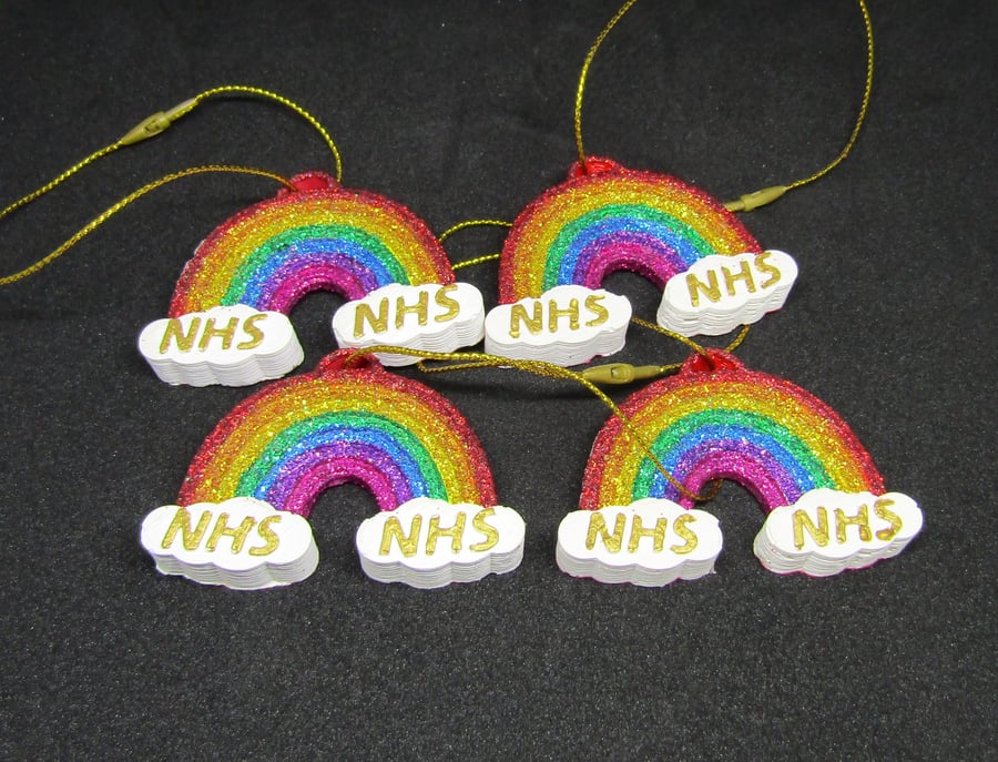 AB37 Set of 4 NHS Rainbow Hanging Decorations
