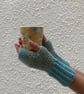 FINGERLESS MITTS , gloves ' Rambler'  Soft wool blend. Green. - Image 3