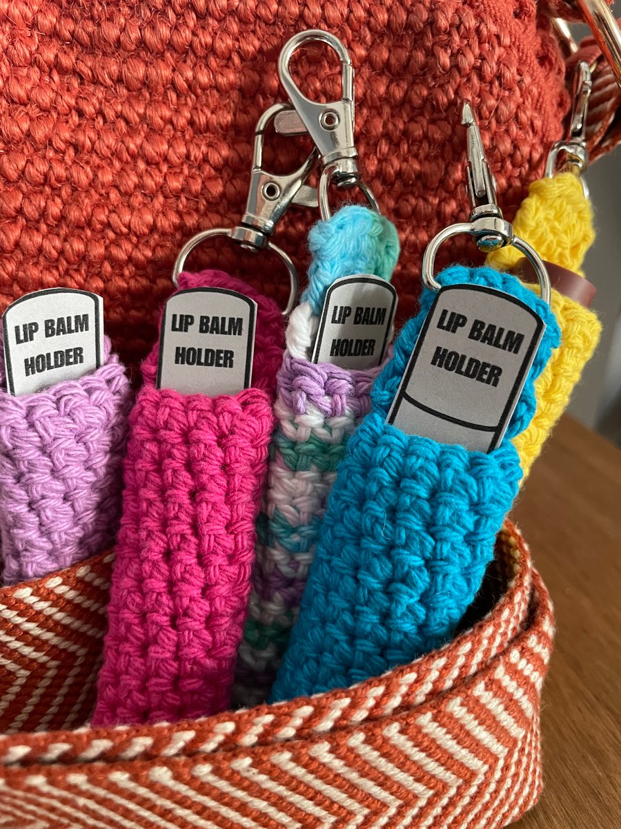 Crochet lip balm key ring holder 