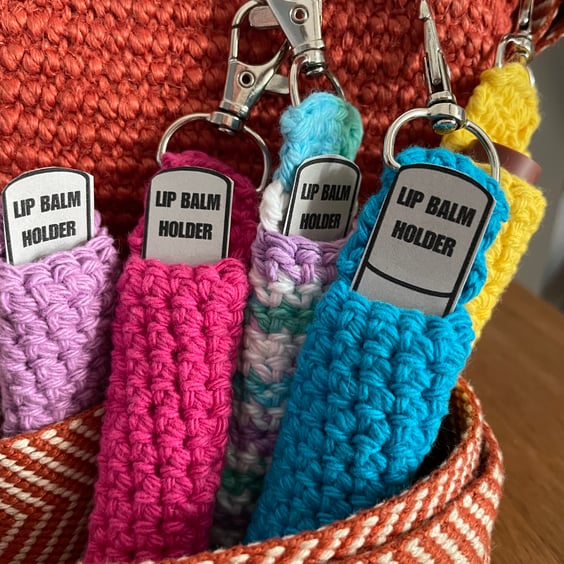 Crochet lip balm key ring holder 