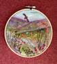 Moorland landscape hand painted and embroidered 