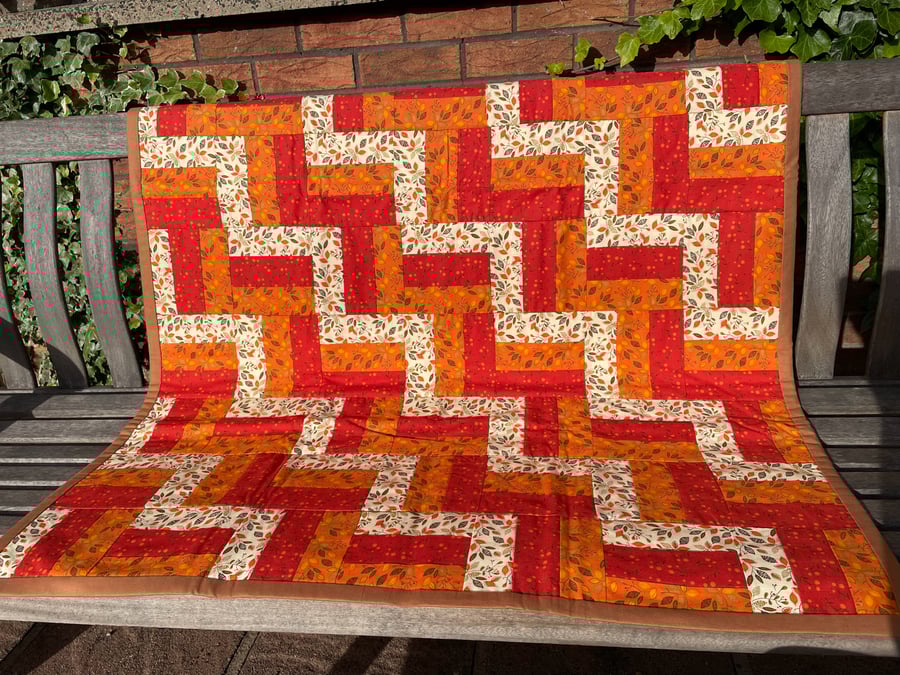 Handmade Patchwork Quilt - Riley Blake Adele in Autumn Fabric 