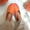 Salmon Hand Felted Merino Wool Slippers Clogs