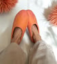Salmon Hand Felted Merino Wool Slippers Clogs