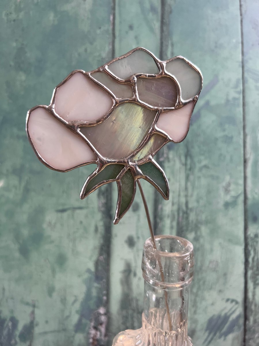 Silver Stained Glass Flower using Vintage Glass