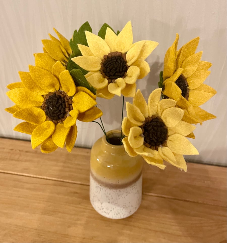 Handmade Felt Sunflowers