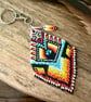 Bright and colourful Native American style beadwork fringe bag charm