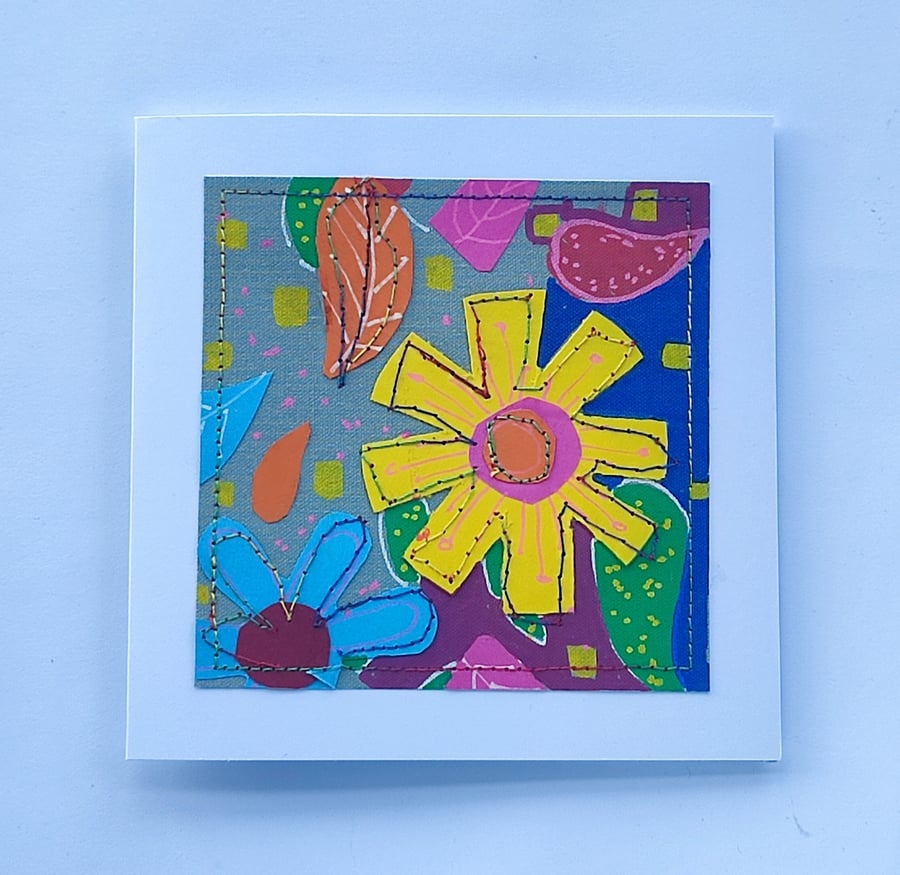 Flowers, hand painted, blank greeting card