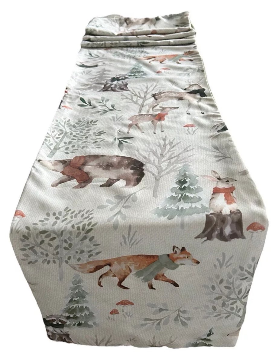 Woodland Animals Christmas Table Runner 1.5m x 30cm Gift Idea