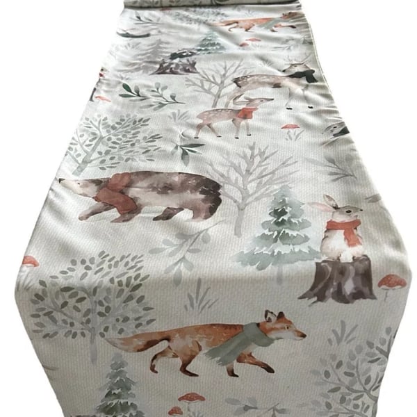Woodland Animals Christmas Table Runner 1m x 30cm Gift Idea