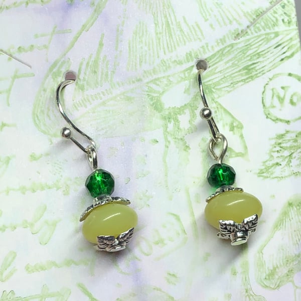Emerald and Lemon Jade earrings