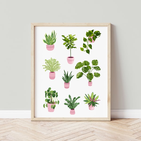 Houseplants Art Print - Plant Lover Gift