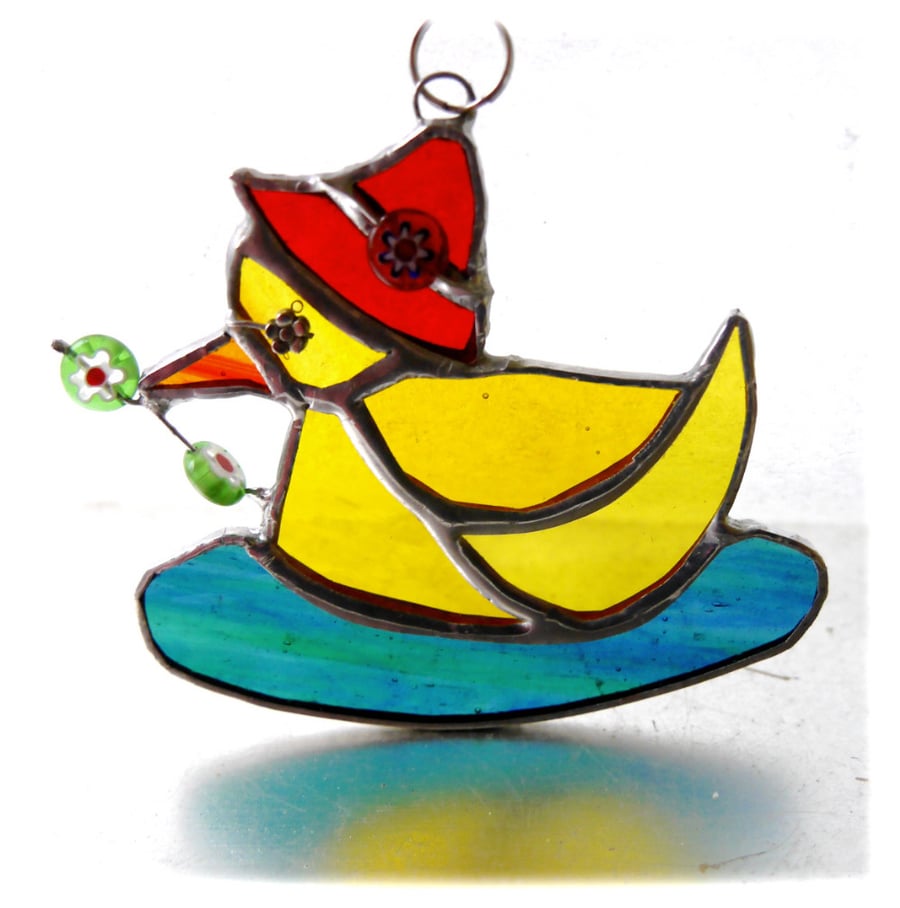 Duckling Suncatcher Stained Glass Yellow duck 010
