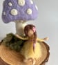 Needlefelted wool lilac mushroom toadstool and fairy dressed in yellow - Image 2