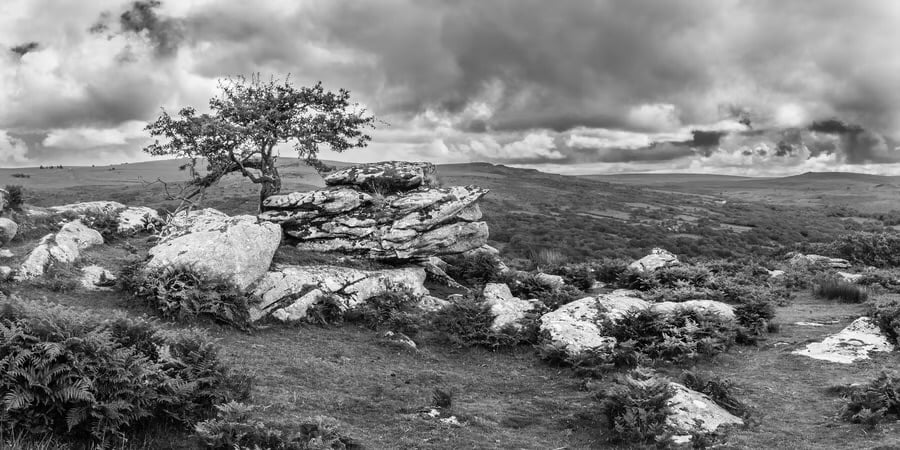 Limited edition signed panoramic photography print - Dartmoor views, Devon