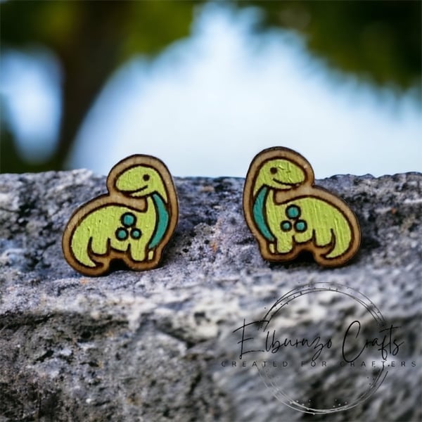 Cute pink dinosaur stud earrings- handmade in Scotland