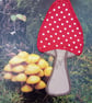 Fabric and embroidery toadstool applique