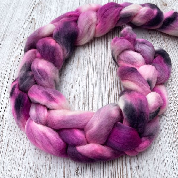 Merino Hand Dyed Spinning Fibre Dark Fairy 100g