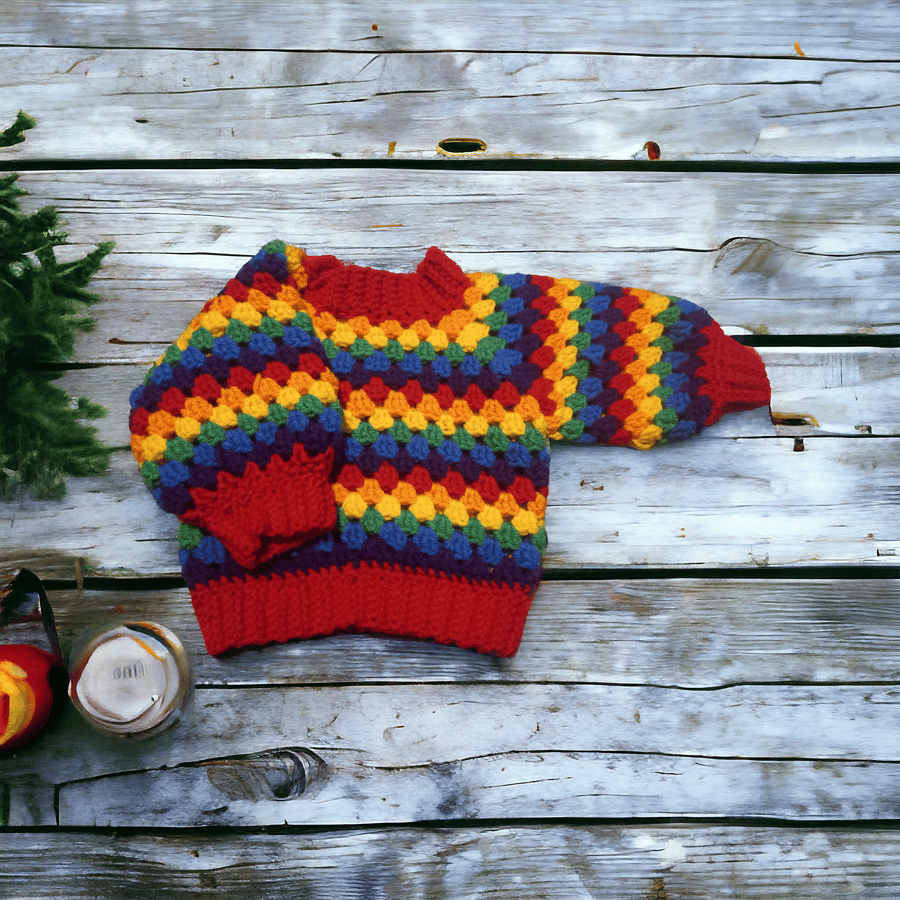 Crochet granny stripe jumper