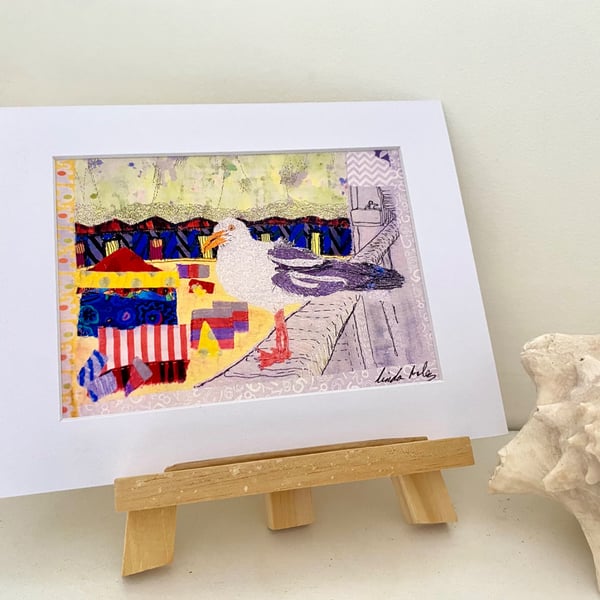 Looking for chips, seagull seaside art print