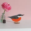 Standing Wooden Red-breasted nuthatch Decoration 