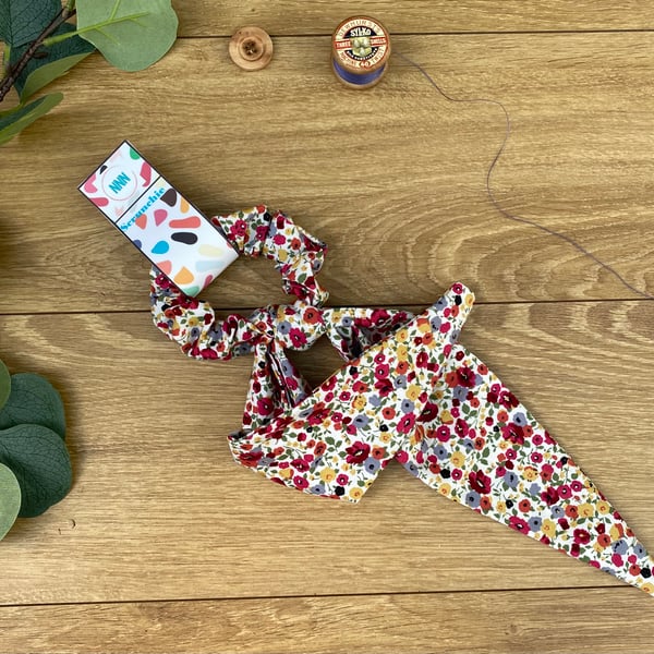 Floral Print Scarf Scrunchie, hair tie