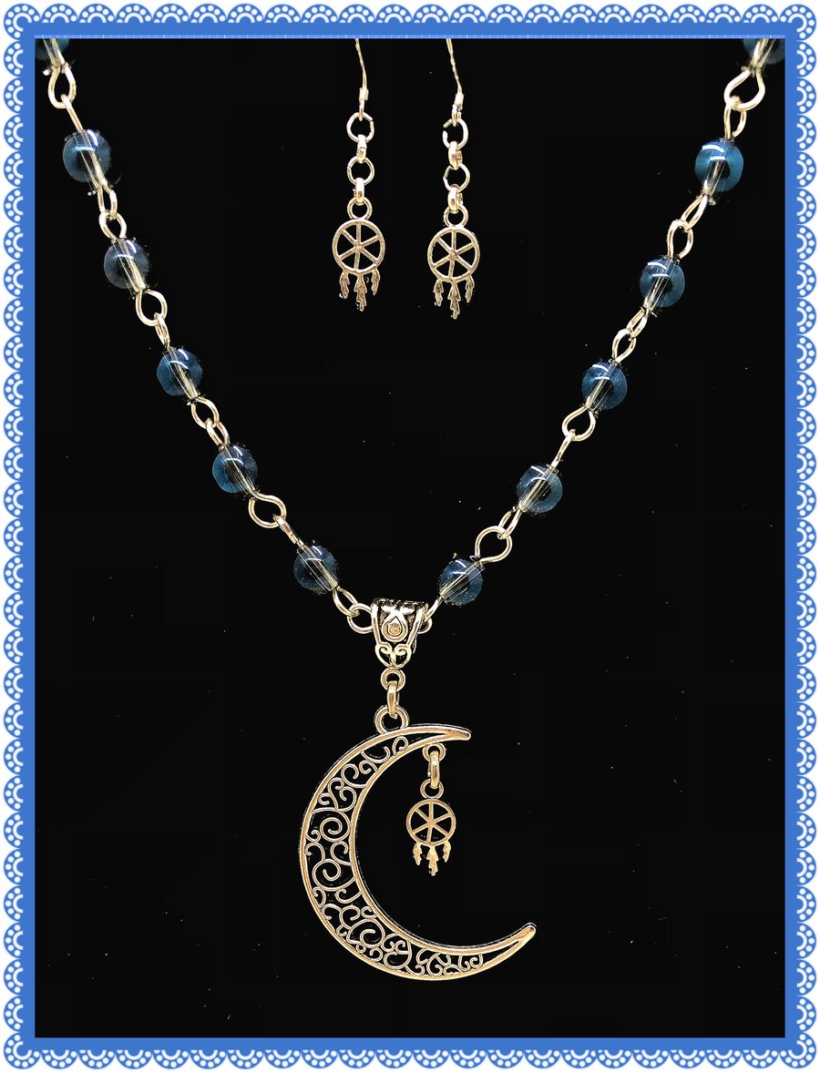 SALE OOAK Crescent moon and dream catcher set
