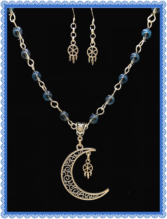 SALE OOAK Crescent moon and dream catcher set