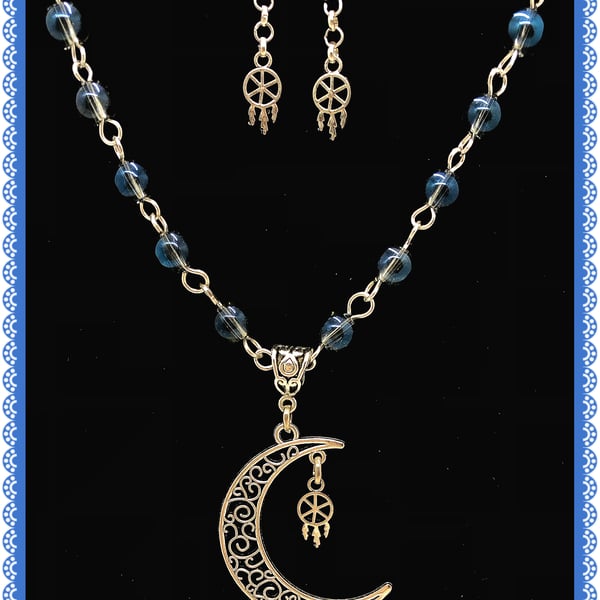 OOAK Crescent moon and dream catcher set