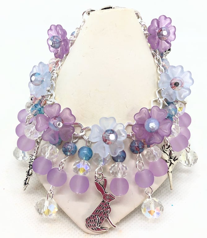 SALE Wiccan floral charm bracelet