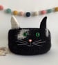FELTED 'FUSSPOT' BOWL, desk tidy  . Cat. Black and white . Home decor.