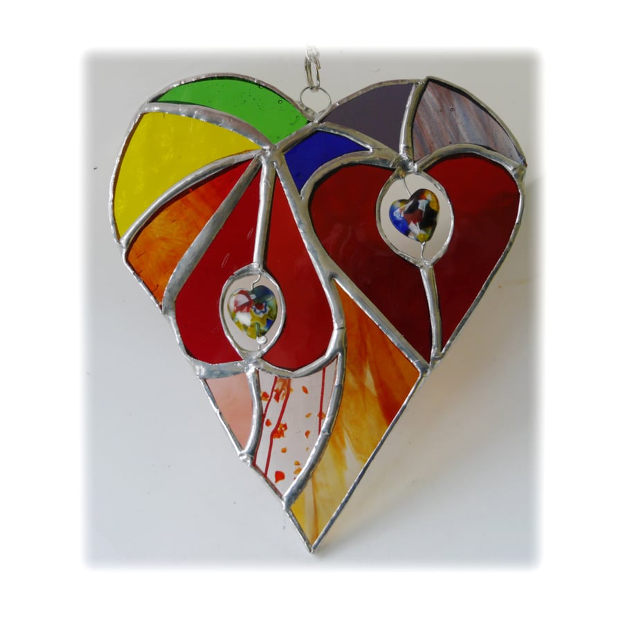 Heart of Hearts Suncatcher Rainbow Stained Glass 052
