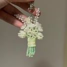 Handmade beaded flower bouquet keychain