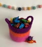 FELTED 'FUSSPOT' BOWL, desk tidy . Multicoloured . Bright. Stripes. - Image 2