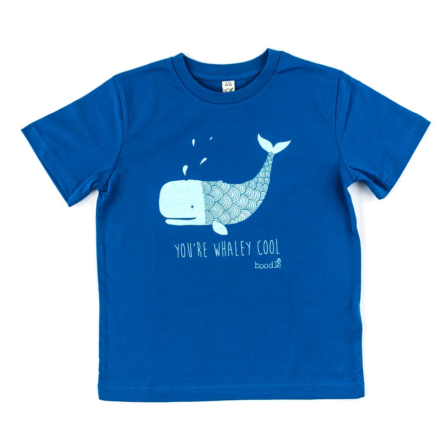 Whale 'You're whaley cool' blue kids T-shirt