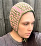Granny Square Bonnet – Pink and Green Crochet Festival Hat with Ties - Image 3
