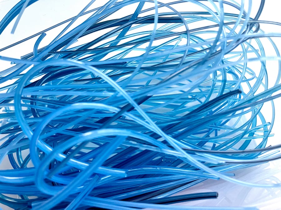 100g Mixed Blue Bullseye 90 coe glass Vitrigraph stringers