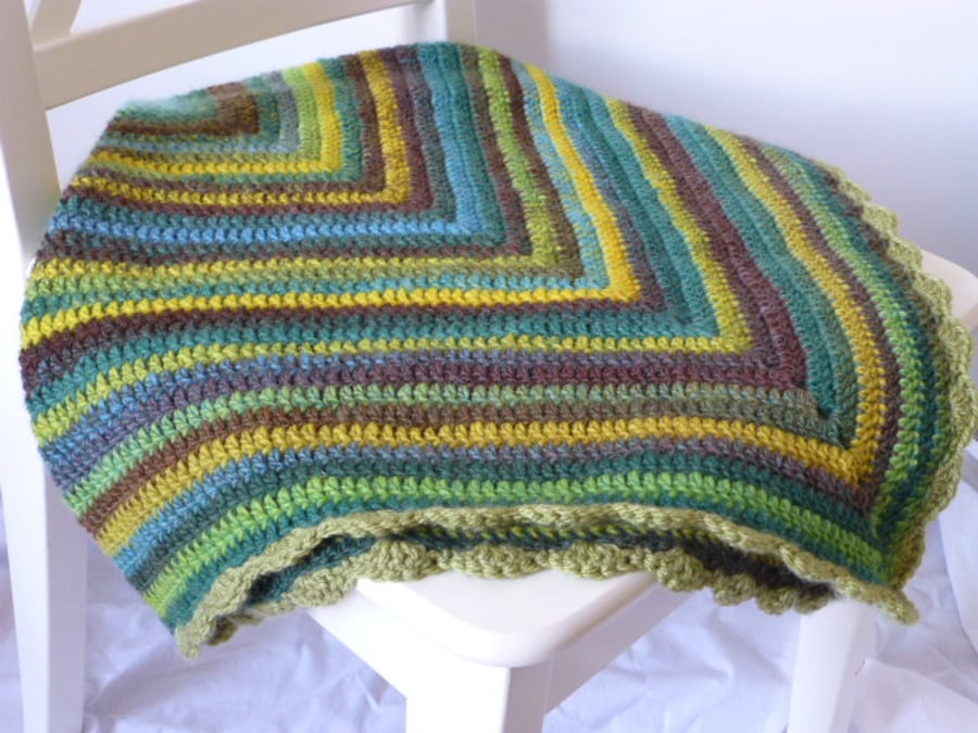 Crochet throw, green crochet blanket, crochet afghan, festival blanket