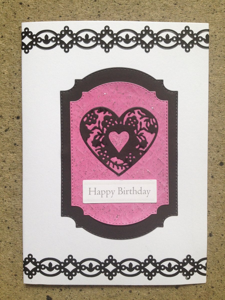 Heart Design Happy Birthday Card