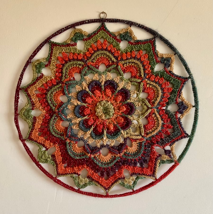 Crocheted Mandala Wall Decoration 