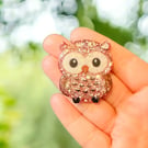 Handmade owl brooch, owl gift, glitter owl, owl brooch, brooch, owl gift for her