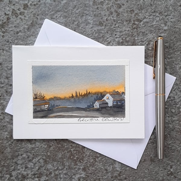 Handpainted Watercolour Blank Card. OOAK